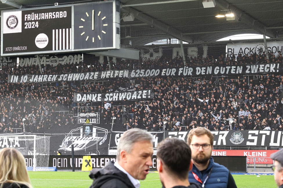 Sturm Graz - Wolfsberg
Oesterreichische Fussball Bundesliga, 21. Runde, SK Sturm Graz - Wolfsberger AC, Stadion Liebenau Graz, 03.03.2024. 

Foto zeigt Fans von Sturm mit einem Spruchband
