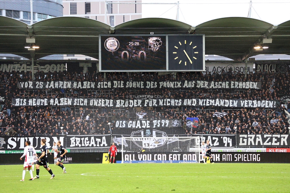 Sturm Graz - Wolfsberg
Oesterreichische Fussball Bundesliga, 21. Runde, SK Sturm Graz - Wolfsberger AC, Stadion Liebenau Graz, 03.03.2024. 

Foto zeigt Fans von Sturm mit einem Spruchband
