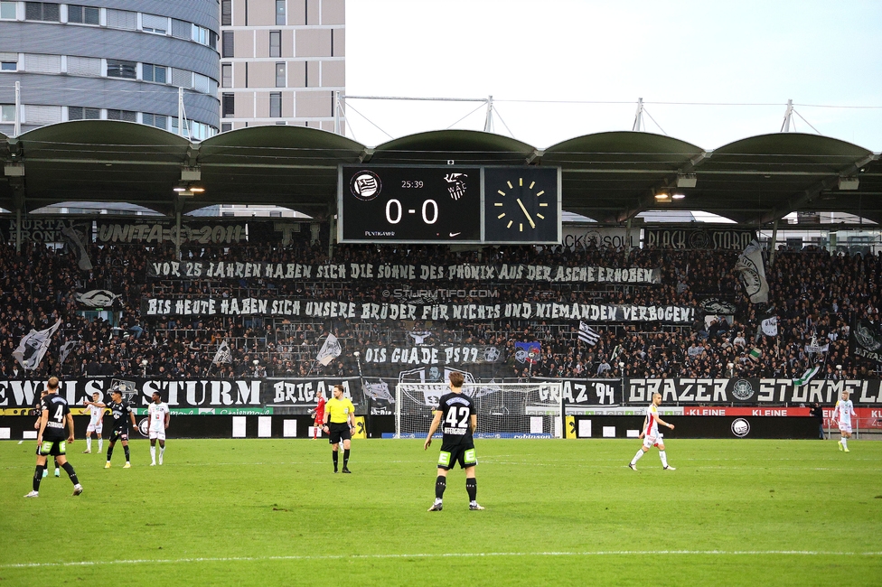 Sturm Graz - Wolfsberg
Oesterreichische Fussball Bundesliga, 21. Runde, SK Sturm Graz - Wolfsberger AC, Stadion Liebenau Graz, 03.03.2024. 

Foto zeigt Fans von Sturm mit einem Spruchband
