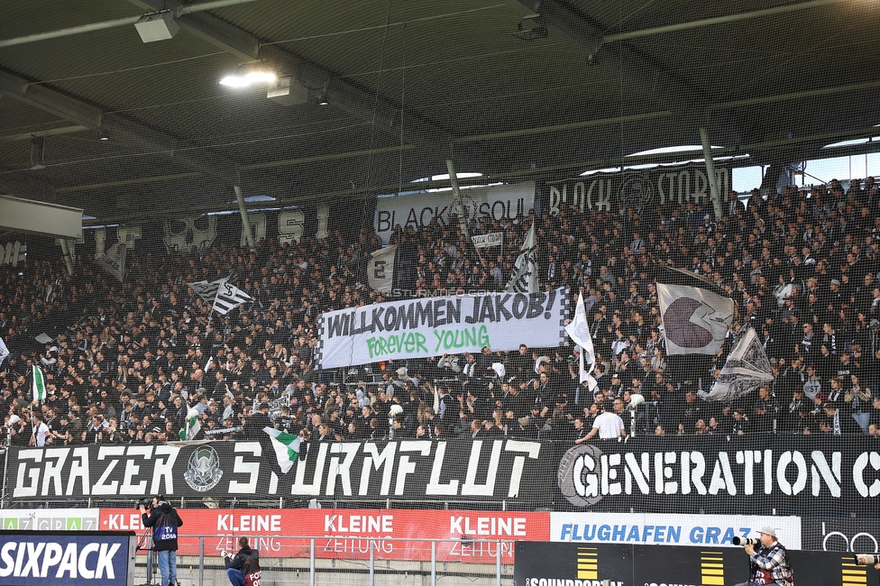 Sturm Graz - Wolfsberg
Oesterreichische Fussball Bundesliga, 21. Runde, SK Sturm Graz - Wolfsberger AC, Stadion Liebenau Graz, 03.03.2024. 

Foto zeigt Fans von Sturm mit einem Spruchband
