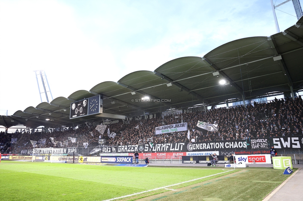 Sturm Graz - Wolfsberg
Oesterreichische Fussball Bundesliga, 21. Runde, SK Sturm Graz - Wolfsberger AC, Stadion Liebenau Graz, 03.03.2024. 

Foto zeigt Fans von Sturm mit einem Spruchband
