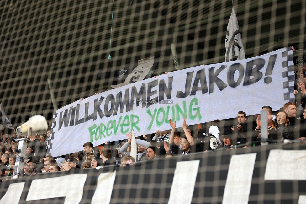 Sturm Graz - Wolfsberg
Oesterreichische Fussball Bundesliga, 21. Runde, SK Sturm Graz - Wolfsberger AC, Stadion Liebenau Graz, 03.03.2024. 

Foto zeigt Fans von Sturm mit einem Spruchband
