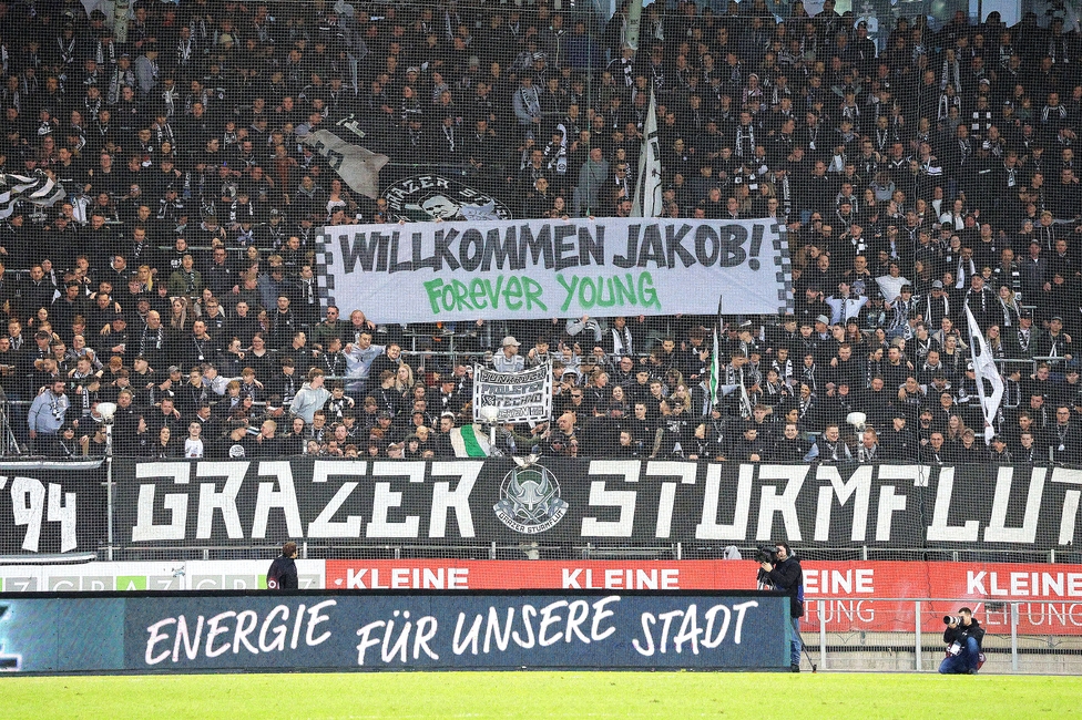 Sturm Graz - Wolfsberg
Oesterreichische Fussball Bundesliga, 21. Runde, SK Sturm Graz - Wolfsberger AC, Stadion Liebenau Graz, 03.03.2024. 

Foto zeigt Fans von Sturm mit einem Spruchband
