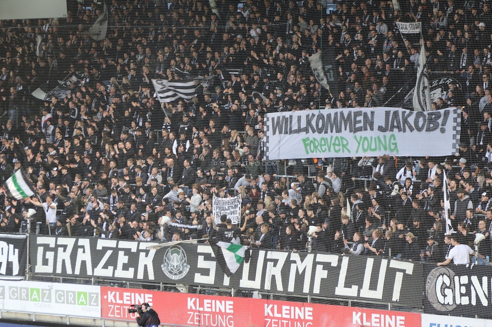 Sturm Graz - Wolfsberg
Oesterreichische Fussball Bundesliga, 21. Runde, SK Sturm Graz - Wolfsberger AC, Stadion Liebenau Graz, 03.03.2024. 

Foto zeigt Fans von Sturm mit einem Spruchband
