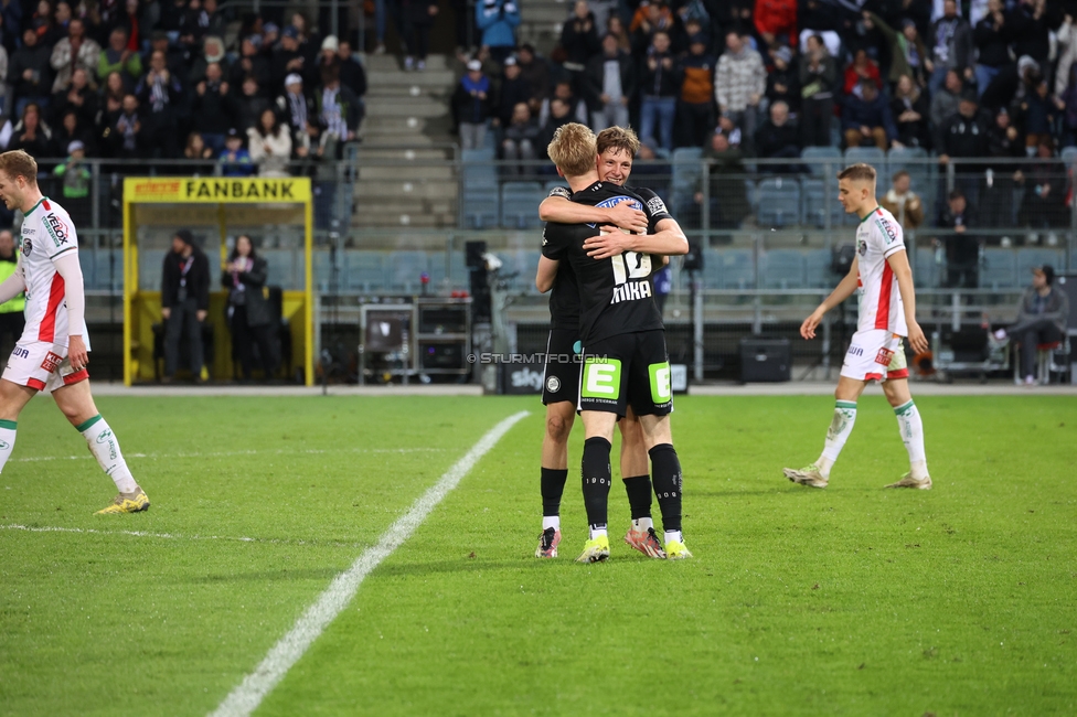 Sturm Graz - Wolfsberg
Oesterreichische Fussball Bundesliga, 21. Runde, SK Sturm Graz - Wolfsberger AC, Stadion Liebenau Graz, 03.03.2024. 

Foto zeigt Alexander Prass (Sturm) und Mika Miles Biereth (Sturm)
