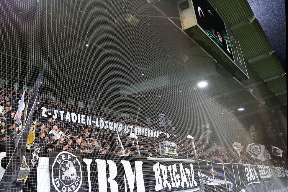 Sturm Graz - Lille
UEFA Conference League Achtelfinale, SK Sturm Graz - Lille Olympique Sporting Club, Stadion Liebenau Graz, 07.03.2024. 

Foto zeigt Fans von Sturm
