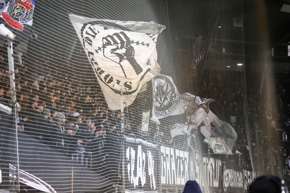 Sturm Graz - Lille
UEFA Conference League Achtelfinale, SK Sturm Graz - Lille Olympique Sporting Club, Stadion Liebenau Graz, 07.03.2024. 

Foto zeigt Fans von Sturm
