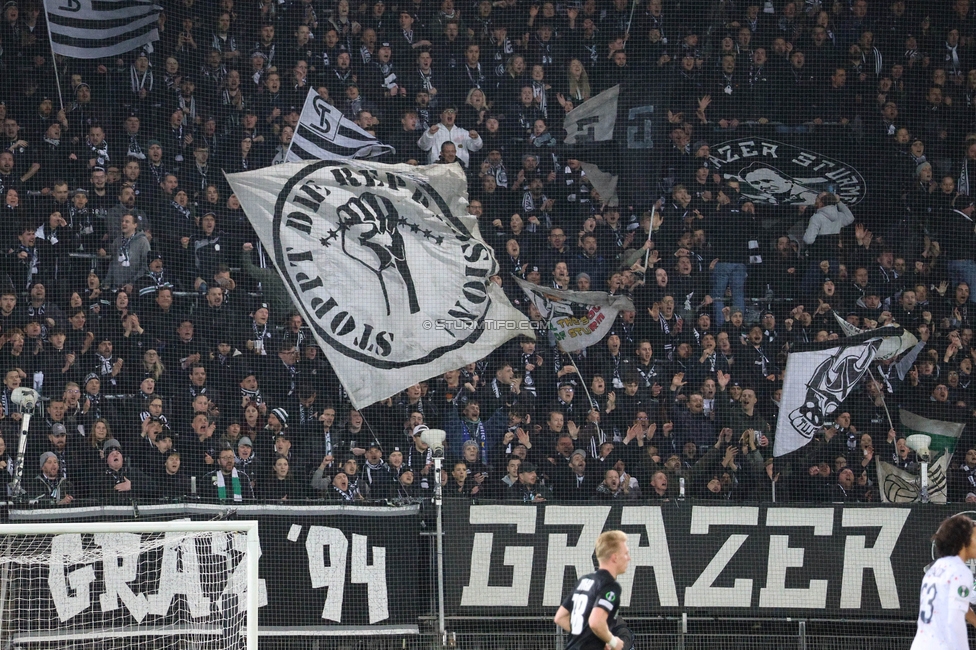 Sturm Graz - Lille
UEFA Conference League Achtelfinale, SK Sturm Graz - Lille Olympique Sporting Club, Stadion Liebenau Graz, 07.03.2024. 

Foto zeigt Fans von Sturm
