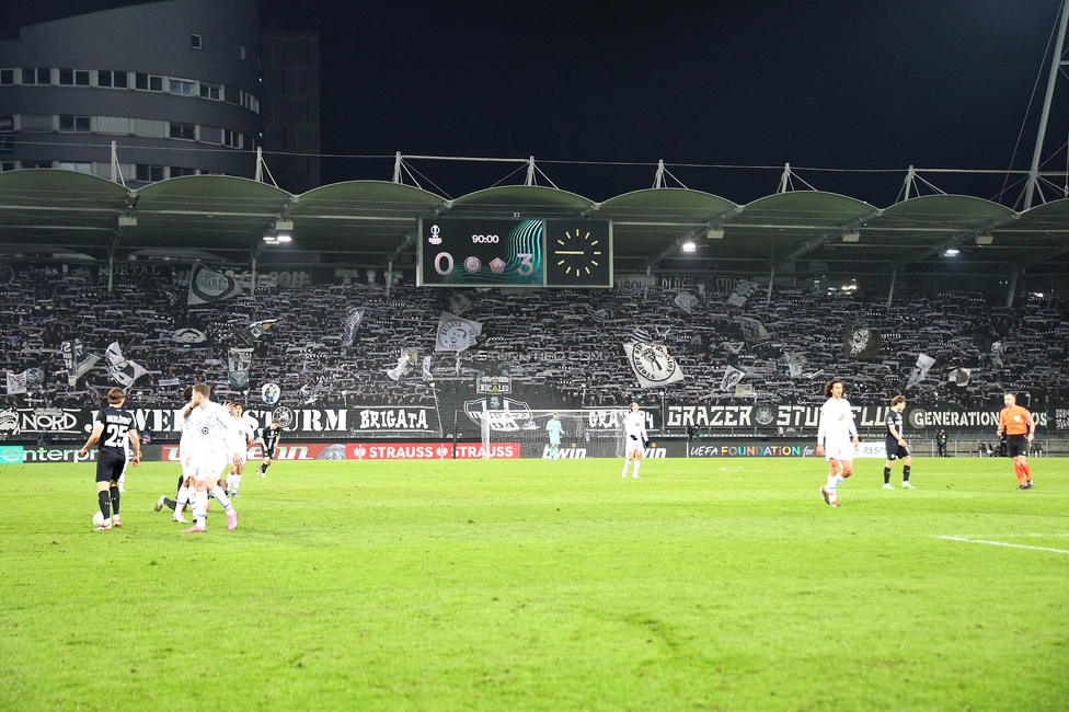 Sturm Graz - Lille
UEFA Conference League Achtelfinale, SK Sturm Graz - Lille Olympique Sporting Club, Stadion Liebenau Graz, 07.03.2024. 

Foto zeigt Fans von Sturm
