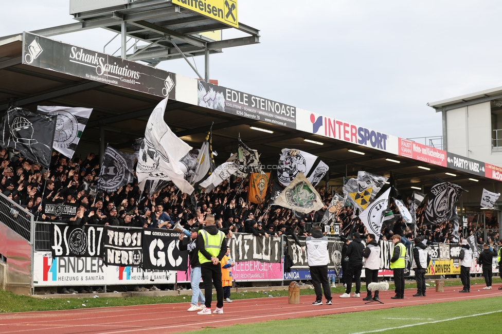 Hartberg - Sturm Graz
Oesterreichische Fussball Bundesliga, 22. Runde, TSV Hartberg - SK Sturm Graz, Arena Hartberg, 10.03.2024. 

Foto zeigt Fans von Sturm
