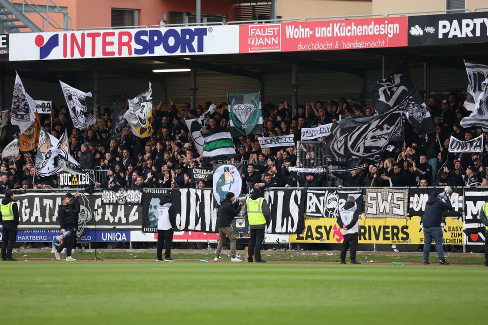 Hartberg - Sturm Graz
Oesterreichische Fussball Bundesliga, 22. Runde, TSV Hartberg - SK Sturm Graz, Arena Hartberg, 10.03.2024. 

Foto zeigt Fans von Sturm
