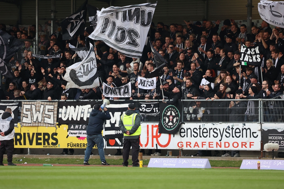 Hartberg - Sturm Graz
Oesterreichische Fussball Bundesliga, 22. Runde, TSV Hartberg - SK Sturm Graz, Arena Hartberg, 10.03.2024. 

Foto zeigt Fans von Sturm
Schlüsselwörter: unita sws