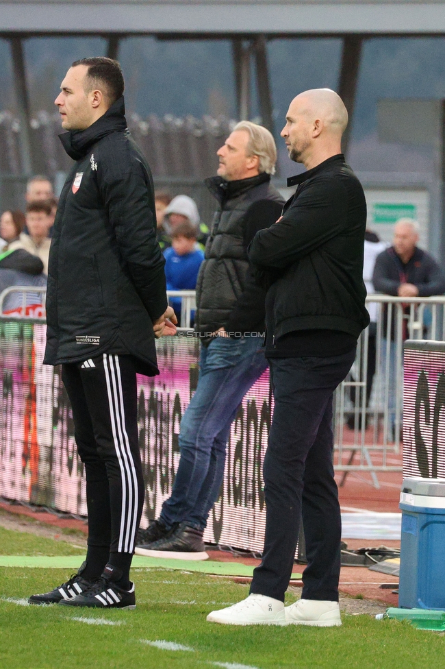 Hartberg - Sturm Graz
Oesterreichische Fussball Bundesliga, 22. Runde, TSV Hartberg - SK Sturm Graz, Arena Hartberg, 10.03.2024. 

Foto zeigt Markus Schopp (Cheftrainer Hartberg) und Christian Ilzer (Cheftrainer Sturm)
