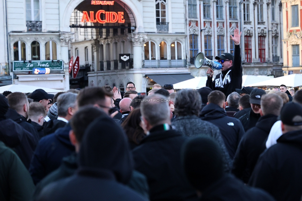 Lille - Sturm Graz
UEFA Conference Achtelfinale, Lille OSC - SK Sturm Graz, Stade Pierre-Mauroy, 14.03.2024. 

Foto zeigt Fans von Sturm beim Corteo
