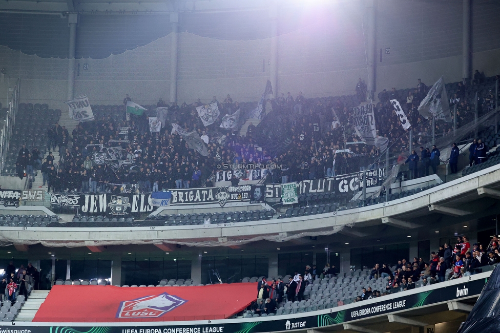 Lille - Sturm Graz
UEFA Conference Achtelfinale, Lille OSC - SK Sturm Graz, Stade Pierre-Mauroy, 14.03.2024. 

Foto zeigt Fans von Sturm
