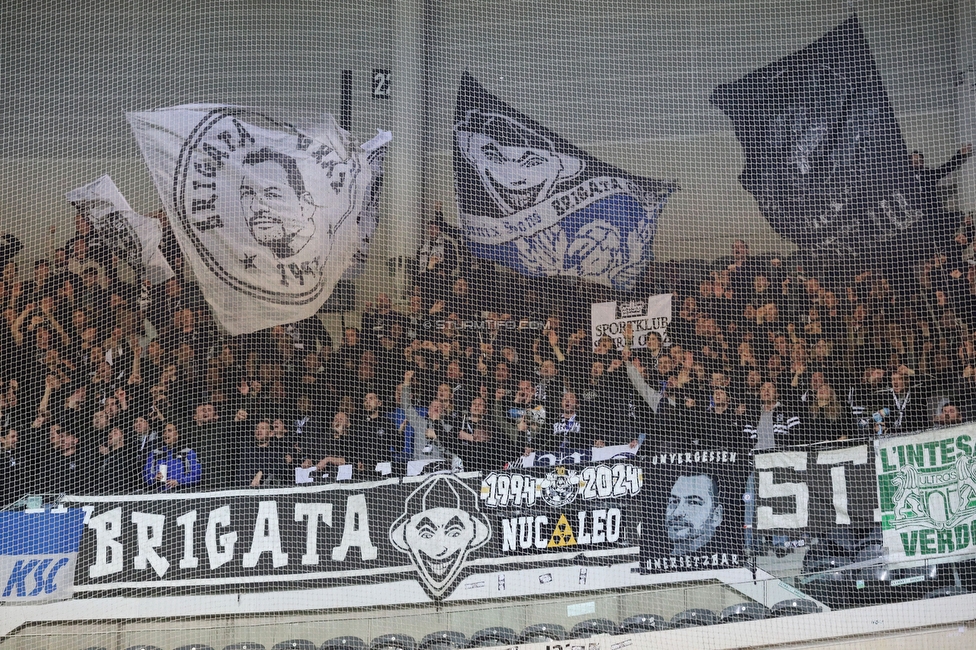 Lille - Sturm Graz
UEFA Conference Achtelfinale, Lille OSC - SK Sturm Graz, Stade Pierre-Mauroy, 14.03.2024. 

Foto zeigt Fans von Sturm
Schlüsselwörter: brigata