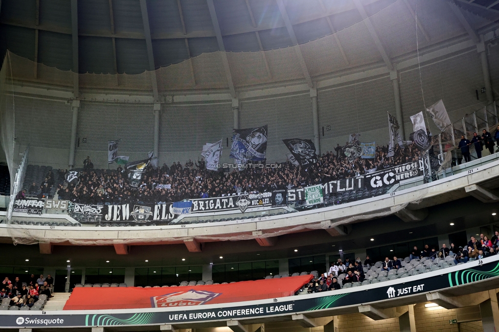 Lille - Sturm Graz
UEFA Conference Achtelfinale, Lille OSC - SK Sturm Graz, Stade Pierre-Mauroy, 14.03.2024. 

Foto zeigt Fans von Sturm
