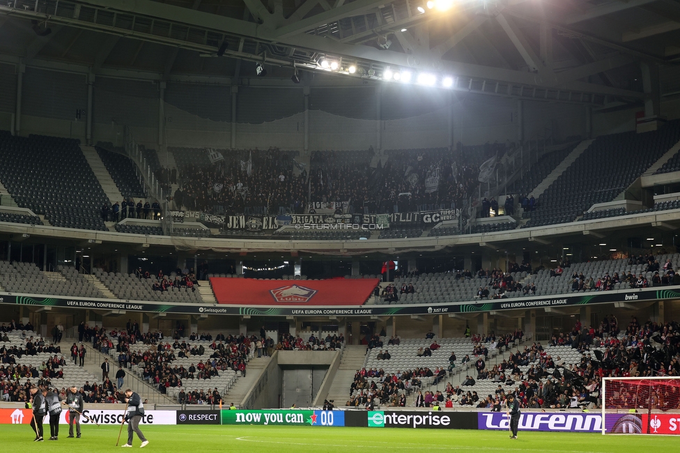 Lille - Sturm Graz
UEFA Conference Achtelfinale, Lille OSC - SK Sturm Graz, Stade Pierre-Mauroy, 14.03.2024. 

Foto zeigt Fans von Sturm
