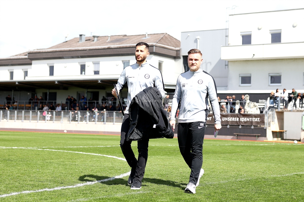 Sturm Damen - Altach
OEFB Frauen Bundesliga, 11. Runde, SK Sturm Graz Damen - SPG SCR Altach FFC Vorderland, Trainingszentrum Messendorf, 24.03.2024. 

Foto zeigt Sargon Duran (Cheftrainer Sturm Damen) und Michael Erlitz (Sportlicher Leiter Sturm Damen)
