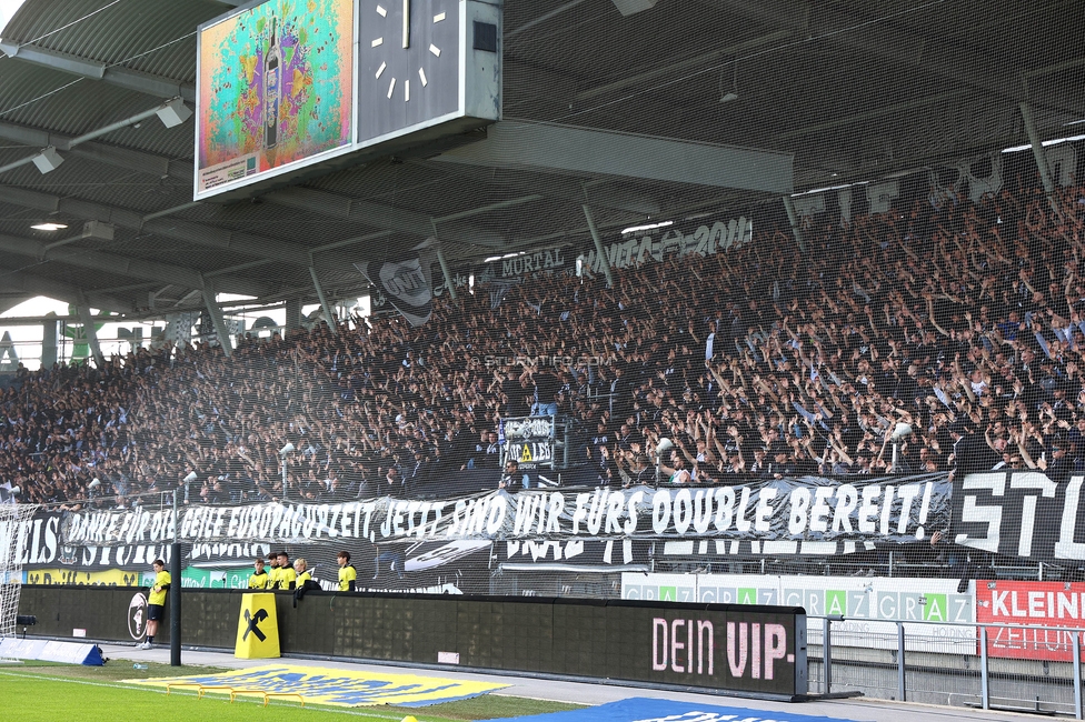 Sturm Graz - Salzburg
Oesterreichische Fussball Bundesliga, 24. Runde, SK Sturm Graz - FC Salzburg, Stadion Liebenau Graz, 31.03.2024. 

Foto zeigt Fans von Sturm mit einem Spruchband
