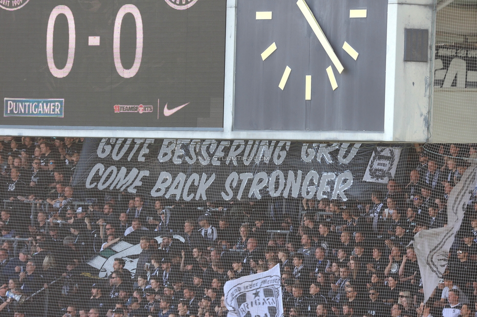 Sturm Graz - Salzburg
Oesterreichische Fussball Bundesliga, 24. Runde, SK Sturm Graz - FC Salzburg, Stadion Liebenau Graz, 31.03.2024. 

Foto zeigt Fans von Sturm mit einem Spruchband
