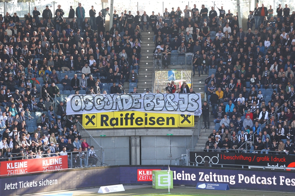 Sturm Graz - Salzburg
Oesterreichische Fussball Bundesliga, 24. Runde, SK Sturm Graz - FC Salzburg, Stadion Liebenau Graz, 31.03.2024. 

Foto zeigt Fans von Sturm mit einem Spruchband
