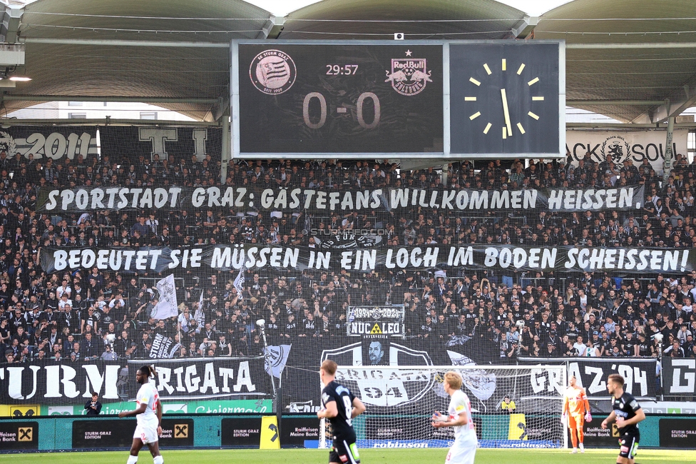 Sturm Graz - Salzburg
Oesterreichische Fussball Bundesliga, 24. Runde, SK Sturm Graz - FC Salzburg, Stadion Liebenau Graz, 31.03.2024. 

Foto zeigt Fans von Sturm mit einem Spruchband
