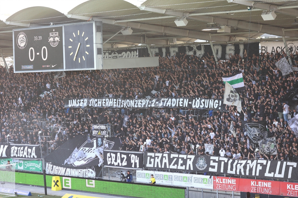 Sturm Graz - Salzburg
Oesterreichische Fussball Bundesliga, 24. Runde, SK Sturm Graz - FC Salzburg, Stadion Liebenau Graz, 31.03.2024. 

Foto zeigt Fans von Sturm mit einem Spruchband
