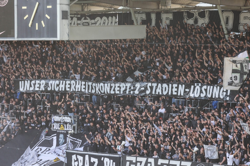 Sturm Graz - Salzburg
Oesterreichische Fussball Bundesliga, 24. Runde, SK Sturm Graz - FC Salzburg, Stadion Liebenau Graz, 31.03.2024. 

Foto zeigt Fans von Sturm mit einem Spruchband
