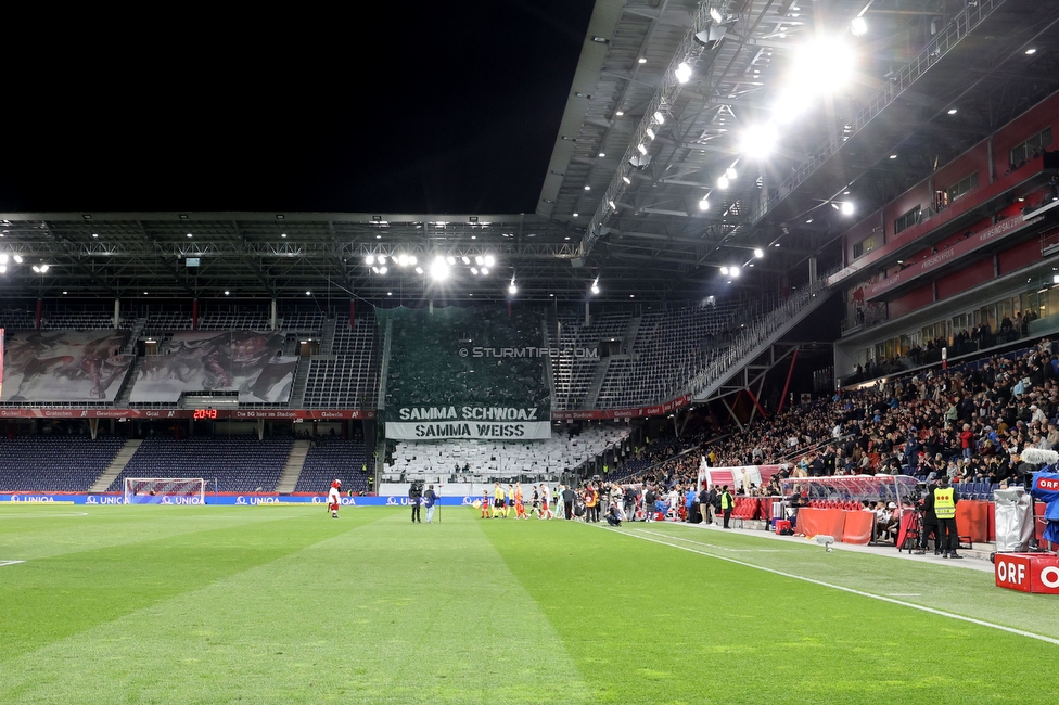 Salzburg - Sturm Graz
OEFB Cup, Halbfinale, FC RB Salzburg - SK Sturm Graz, Stadion Wals-Siezenheim, 04.04.2024. 

Foto zeigt Fans von Sturm mit einer Choreografie
