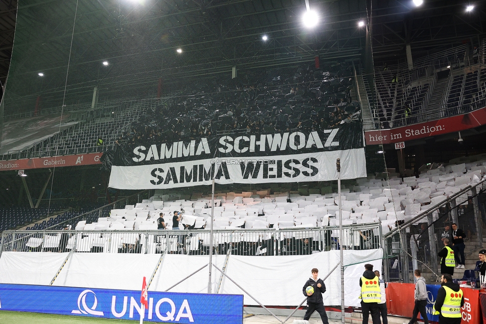 Salzburg - Sturm Graz
OEFB Cup, Halbfinale, FC RB Salzburg - SK Sturm Graz, Stadion Wals-Siezenheim, 04.04.2024. 

Foto zeigt Fans von Sturm mit einer Choreografie
