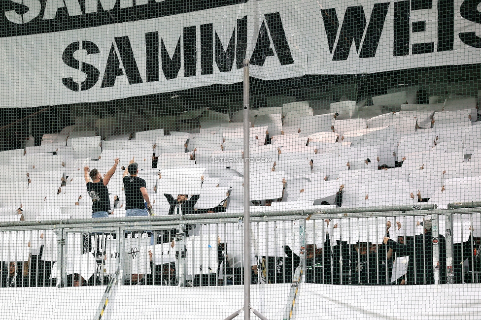 Salzburg - Sturm Graz
OEFB Cup, Halbfinale, FC RB Salzburg - SK Sturm Graz, Stadion Wals-Siezenheim, 04.04.2024. 

Foto zeigt Fans von Sturm mit einer Choreografie
