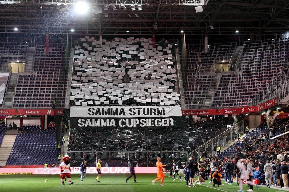 Salzburg - Sturm Graz
OEFB Cup, Halbfinale, FC RB Salzburg - SK Sturm Graz, Stadion Wals-Siezenheim, 04.04.2024. 

Foto zeigt Fans von Sturm mit einer Choreografie
