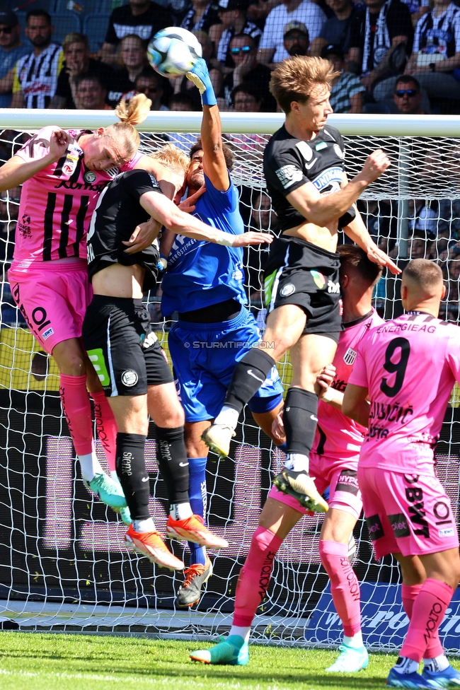 Sturm Graz - LASK
Oesterreichische Fussball Bundesliga, 25. Runde, SK Sturm Graz - LASK, Stadion Liebenau Graz, 07.04.2024. 

Foto zeigt Mika Biereth (Sturm) und David Affengruber (Sturm)
