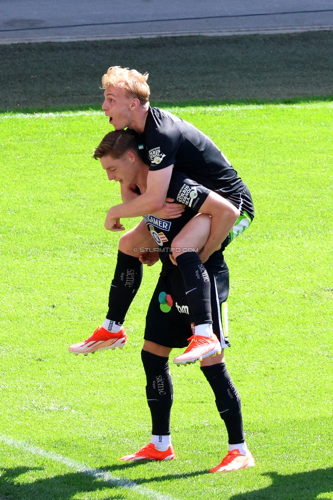 Sturm Graz - LASK
Oesterreichische Fussball Bundesliga, 25. Runde, SK Sturm Graz - LASK, Stadion Liebenau Graz, 07.04.2024. 

Foto zeigt Alexander Prass (Sturm) und 
Mika Biereth (Sturm)
Schlüsselwörter: torjubel