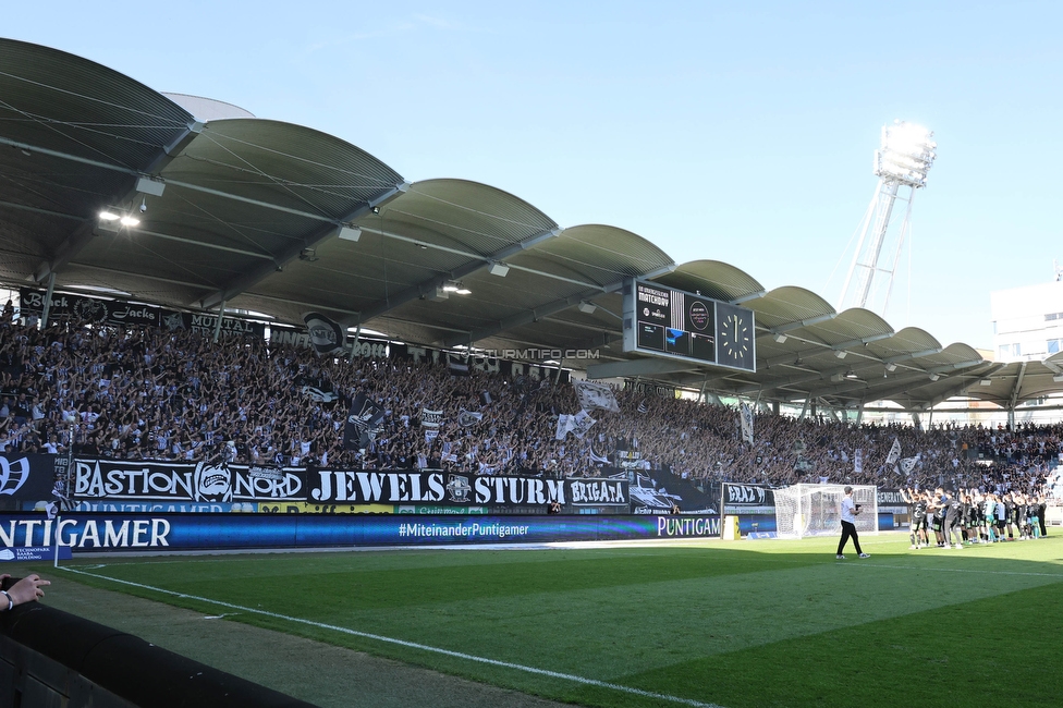 Sturm Graz - LASK
Oesterreichische Fussball Bundesliga, 25. Runde, SK Sturm Graz - LASK, Stadion Liebenau Graz, 07.04.2024. 

Foto zeigt Fans von Sturm und die Mannschaft von Sturm
