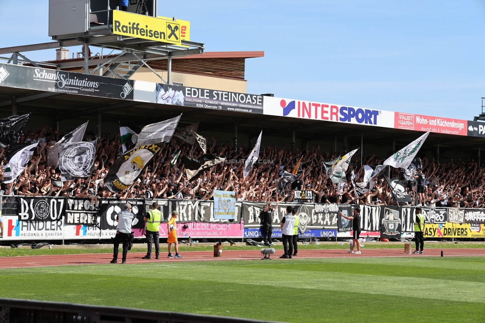 Hartberg - Sturm Graz
Oesterreichische Fussball Bundesliga, 26. Runde, TSV Hartberg - SK Sturm Graz,  PROfertil ARENA Hartberg, 14.04.2024. 

Foto zeigt Fans von Sturm
