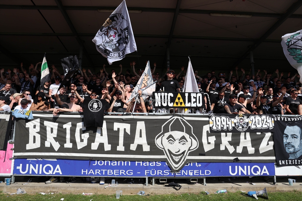 Hartberg - Sturm Graz
Oesterreichische Fussball Bundesliga, 26. Runde, TSV Hartberg - SK Sturm Graz,  PROfertil ARENA Hartberg, 14.04.2024. 

Foto zeigt Fans von Sturm
