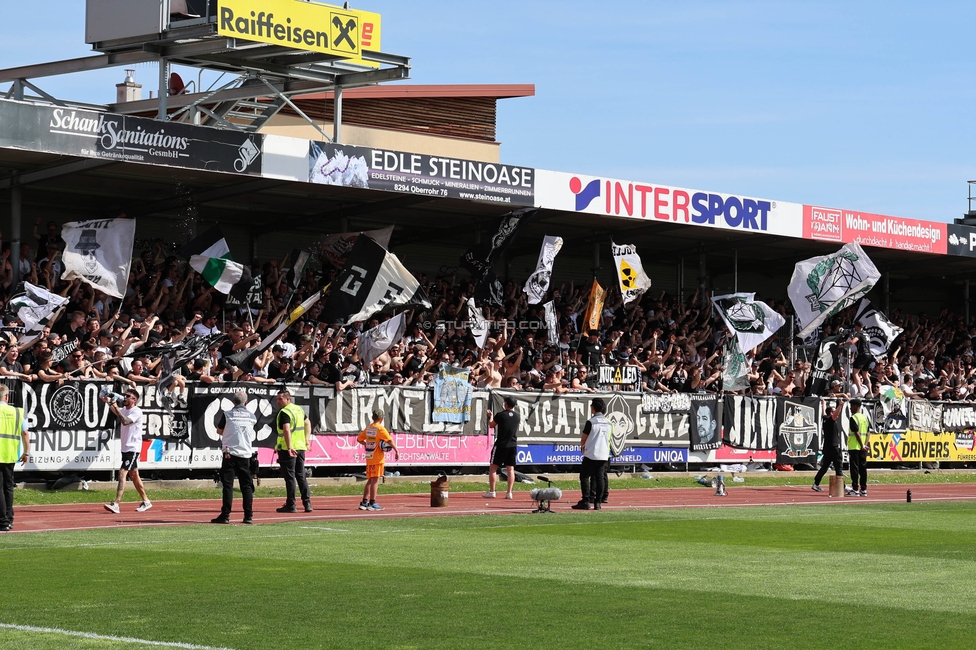 Hartberg - Sturm Graz
Oesterreichische Fussball Bundesliga, 26. Runde, TSV Hartberg - SK Sturm Graz,  PROfertil ARENA Hartberg, 14.04.2024. 

Foto zeigt Fans von Sturm
