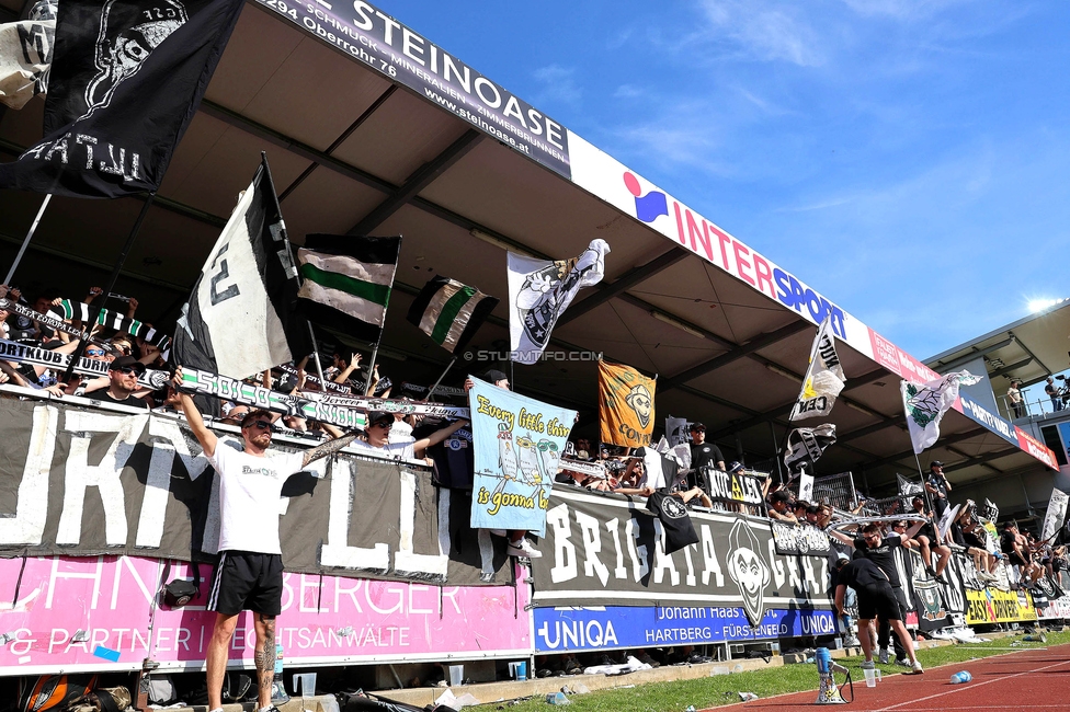 Hartberg - Sturm Graz
Oesterreichische Fussball Bundesliga, 26. Runde, TSV Hartberg - SK Sturm Graz,  PROfertil ARENA Hartberg, 14.04.2024. 

Foto zeigt Fans von Sturm
