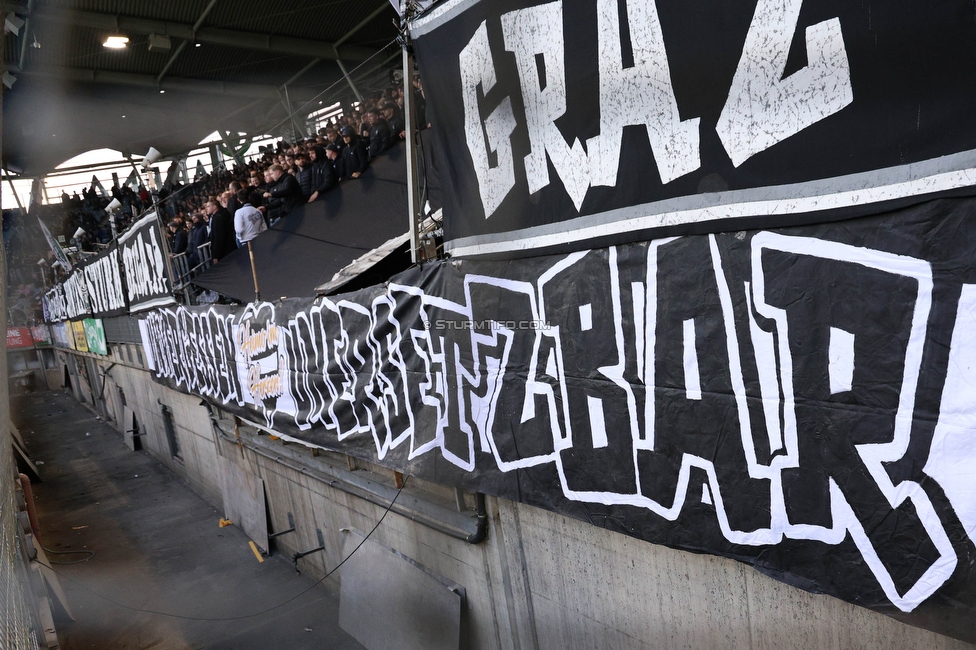 Sturm Graz - Rapid Wien
Oesterreichische Fussball Bundesliga, 27. Runde, SK Sturm Graz - SK Rapid Wien, Stadion Liebenau Graz, 19.04.2024. 

Foto zeigt Fans von Sturm mit einem Spruchband
Schlüsselwörter: brigata