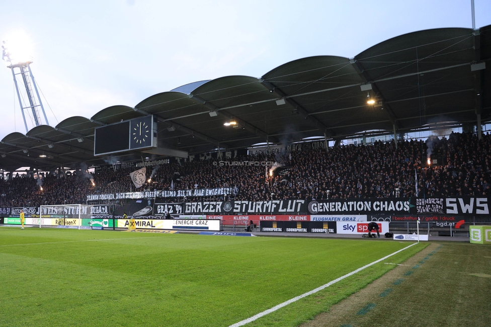 Sturm Graz - Rapid Wien
Oesterreichische Fussball Bundesliga, 27. Runde, SK Sturm Graz - SK Rapid Wien, Stadion Liebenau Graz, 19.04.2024. 

Foto zeigt Fans von Sturm mit einem Spruchband
Schlüsselwörter: brigata