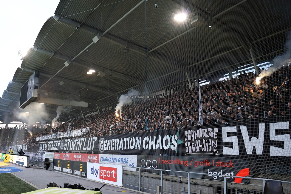 Sturm Graz - Rapid Wien
Oesterreichische Fussball Bundesliga, 27. Runde, SK Sturm Graz - SK Rapid Wien, Stadion Liebenau Graz, 19.04.2024. 

Foto zeigt Fans von Sturm mit einem Spruchband
Schlüsselwörter: brigata