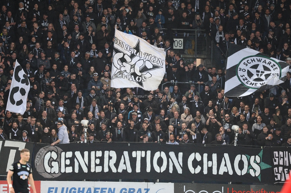 Sturm Graz - Rapid Wien
Oesterreichische Fussball Bundesliga, 27. Runde, SK Sturm Graz - SK Rapid Wien, Stadion Liebenau Graz, 19.04.2024. 

Foto zeigt Fans von Sturm
Schlüsselwörter: generationchaos