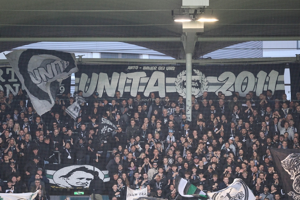 Sturm Graz - Rapid Wien
Oesterreichische Fussball Bundesliga, 27. Runde, SK Sturm Graz - SK Rapid Wien, Stadion Liebenau Graz, 19.04.2024. 

Foto zeigt Fans von Sturm
Schlüsselwörter: unita