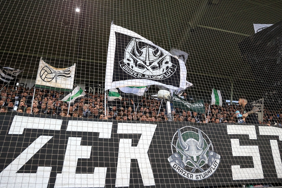 Sturm Graz - Rapid Wien
Oesterreichische Fussball Bundesliga, 27. Runde, SK Sturm Graz - SK Rapid Wien, Stadion Liebenau Graz, 19.04.2024. 

Foto zeigt Fans von Sturm
