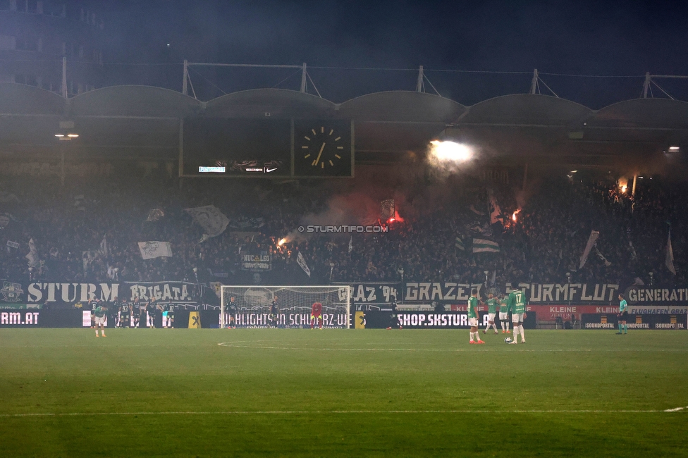 Sturm Graz - Rapid Wien
Oesterreichische Fussball Bundesliga, 27. Runde, SK Sturm Graz - SK Rapid Wien, Stadion Liebenau Graz, 19.04.2024. 

Foto zeigt Fans von Sturm
Schlüsselwörter: pyrotechnik torjubel