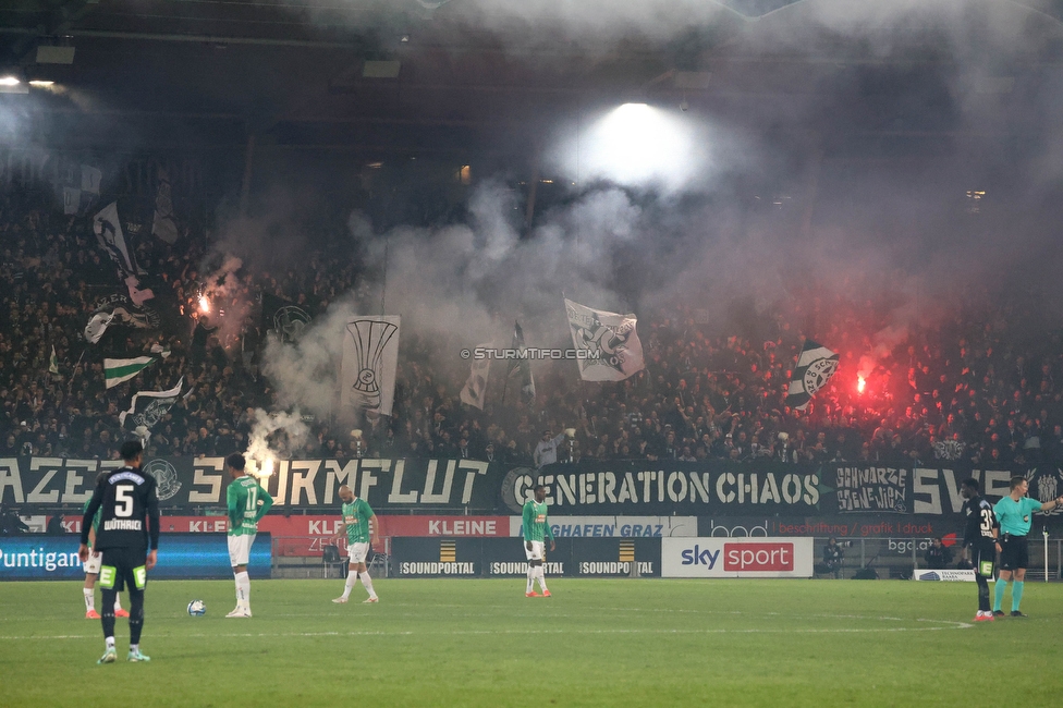 Sturm Graz - Rapid Wien
Oesterreichische Fussball Bundesliga, 27. Runde, SK Sturm Graz - SK Rapid Wien, Stadion Liebenau Graz, 19.04.2024. 

Foto zeigt Fans von Sturm
Schlüsselwörter: pyrotechnik torjubel sturmflut generationchaos sws