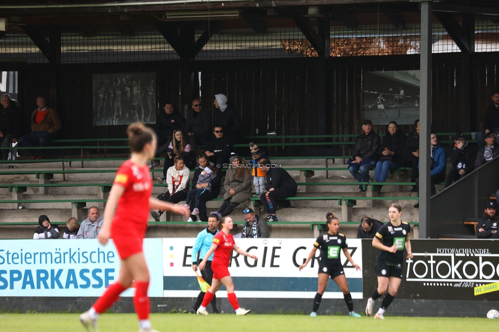 Sturm Damen - Wacker Innsbruck
OEFB Frauen Bundesliga, 13. Runde, SK Sturm Graz Damen - FC Wacker Innsbruck, Gruabn Graz, 21.04.2024. 

Foto zeigt Fans von Sturm
