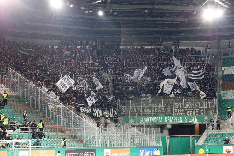 Rapid Wien - Sturm Graz
Oesterreichische Fussball Bundesliga, 28. Runde, SK Rapid Wien - SK Sturm Graz, Weststadion Wien, 24.04.2024. 

Foto zeigt Fans von Sturm
